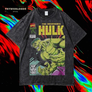 เสื้อยืดผ้าฝ้าย เสื้อยืด พิมพ์ลาย Tryworldbdg OFFICIAL "HULK" | เสื้อยืด ซักได้ | หินล้าง | เสื้อยืด ลายการ์ตูน | เสื้อย