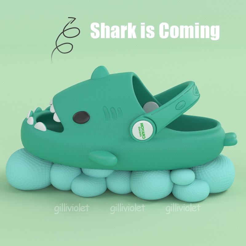 รองเท้าแตะพิมพ์ลายการ์ตูนฉลาม 3 มิติป้องกันการลื่นฤดูร้อนสําหรับเด็ก - รูปที่ 5