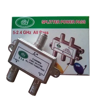 dBy Splitter (เขียว) 1 x 2 Satellite All Port Power Pass 2way รองรับทีวีดิจิตอล