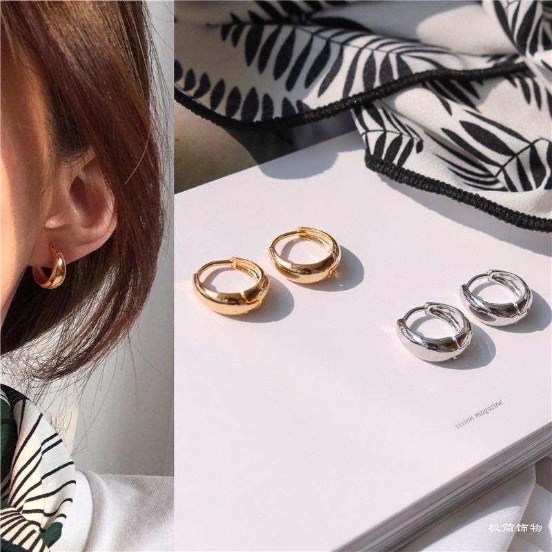 🇹🇭ร้านไทย🇹🇭 NT 🌈 (EF01) (1 คู่) ต่างหูห่วง ทรงวงรี ต่างหูขาล็อค สไตล์เกาหลี - รูปที่ 6