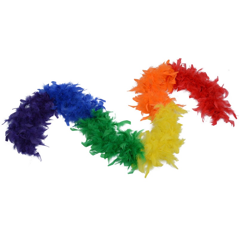 200cm สายขนนก เฟอร์ขนนก พร็อพขนนก คลุมไหล่ สีรุ้ง หลากสี Rainbow Feather แดร็กควีน Drag Queen String Show Prop Party