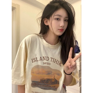 Bella🌻เสื้อยืด👕ผู้หญิงแขนสั้นสีเหลือง โอเวอร์ไซส์หลวม เสื้อยืดผู้หญิง เฉพาะไฮเอนด์ เสื้อสุดชิค✨พร้อมส่งจากกทม มาถึงใน 3-5 วัน