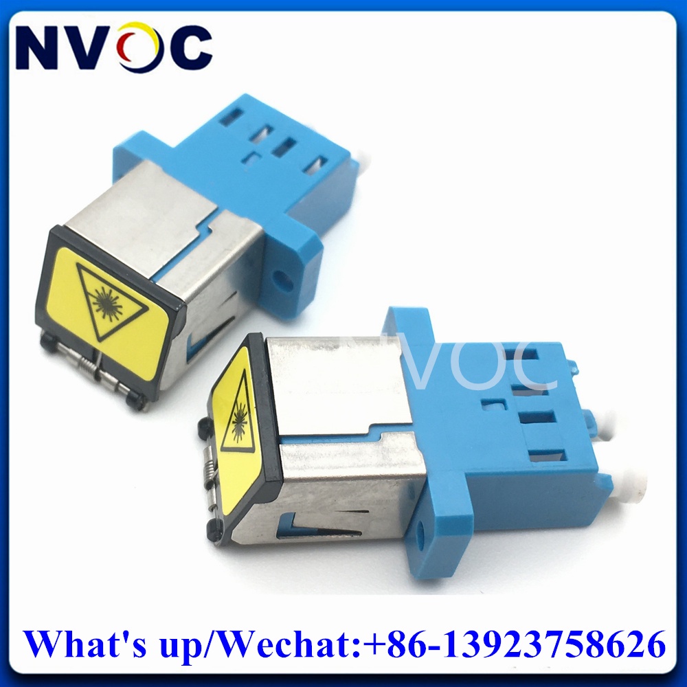 50Pcs LC Shutter Cover Fiber Adapter,LC-LC SM MM OM3 OM4 Duplex Blue Aqua Green Fiber Optic Adaptor 