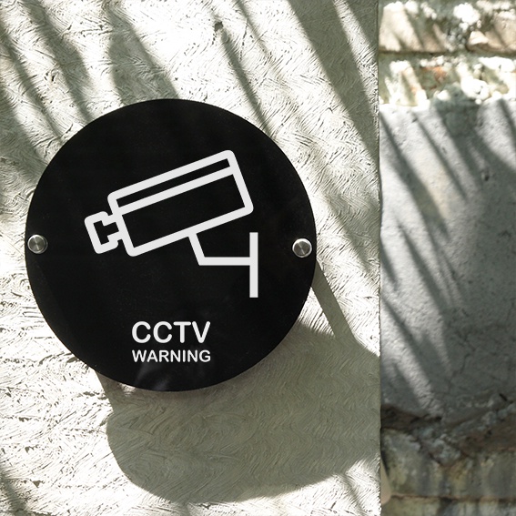 INPI HOUSE Signage CCTV Warning - บอร์ดป้ายพื้นที่ CCTV - ทรงกลม - อะคริลิคสีดํา
