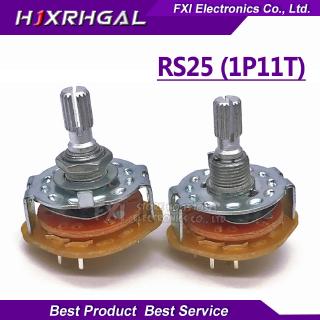 2PCS RS25 Band switch 1P11T Mount Rotary Switch Selector Band 1 Pole 11 Position Knob Switch Band Switches