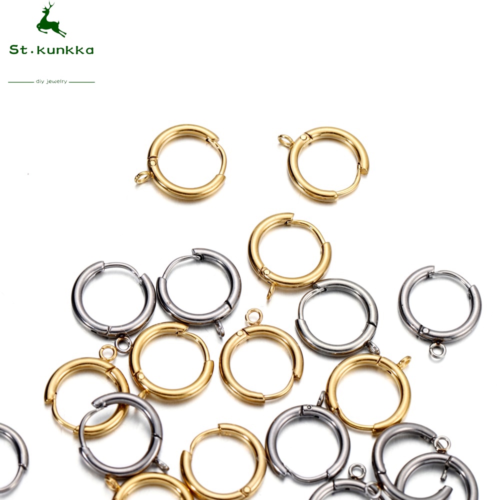 St.kunkka ต่างหูสแตนเลสทรงกลม 10 ชิ้นเครื่องประดับแฟชั่น