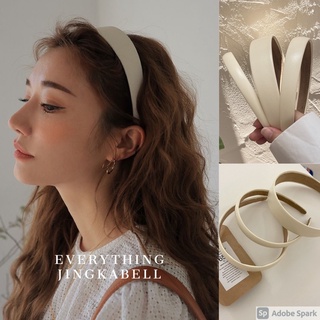 🔥พร้อมส่ง🔥 ที่คาดผมหนัง PU สีขาวครีม ที่คาดผมหนังสไตล์มินิมอ…