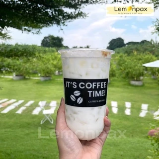 [ขายยกลัง] แก้วแคปซูล PP 22ออนซ์ / 20ออนซ์ ปาก95 แก้วพลาสติก พิมพ์ลาย แก้วลาย Coffee time บรรจุ 1,000 ชิ้น/ลัง