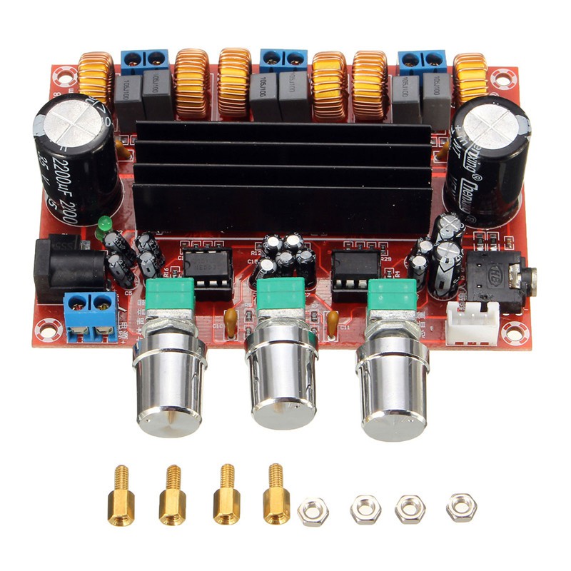 บอร์ดขยายเสียง class d  2.1 50Wx2 + ซับวูฟเฟอร์ 100W พร้อมกล่องใส