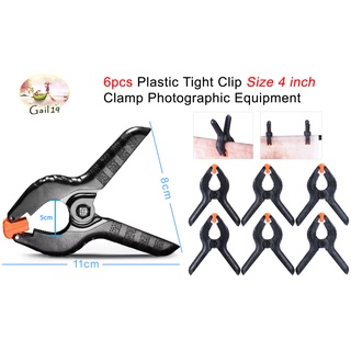 6pcs Plastic Tight Clip Size 4 inch Clamp Photographic Equipment Universal for Photography Studio Photo Paper Background