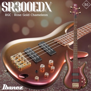 กีตาร์เบสไฟฟ้า 4 สาย Ibanez SR new COLOUR รุ่น SR300EDX (4สาย) สี RGC : Rose Gold Chameleon