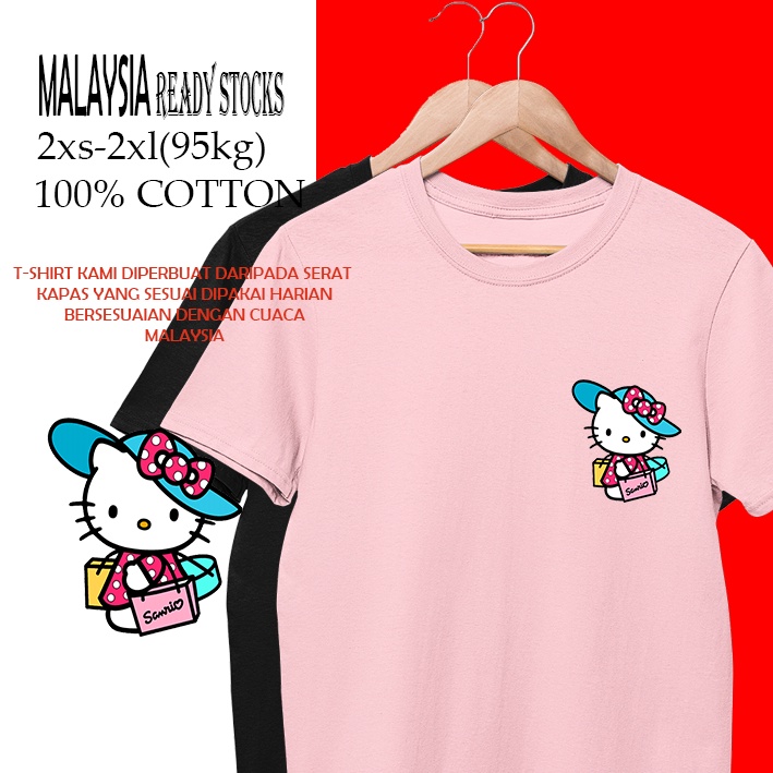 HELLO KITTY COMET TSHIRT ผ้าฝ้าย 100% SHORT SLEEVE WINGS/OUTSIDE/PAIR/ผู้หญิง/ผู้ชายผ้านุ่ม