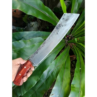 มีดแรมโบ้ (Rambo) มีดใบตาย มีดคัตติ้ง Cutting Knife มีดเดินป่า มีดแคมป์ 10” sup9  full tank ผิวไฟ ด้ามไม้พะยูง หมุดโมเสค