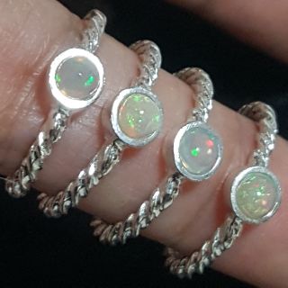 แหวนเงินแท้925 โอปอลแท้ไฟสวย (Natural Unheated Opal Ring) Size 6