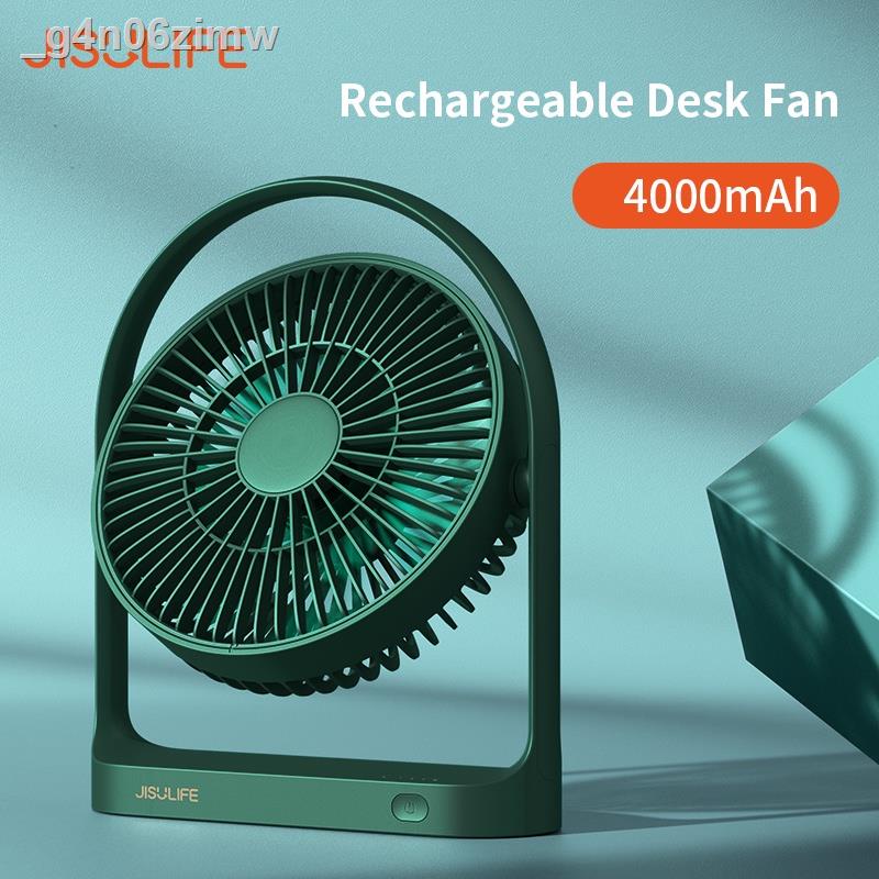 JISULIFE Portable Desk Fan USB Rechargeable 4000mAh Battery Small Mini ...