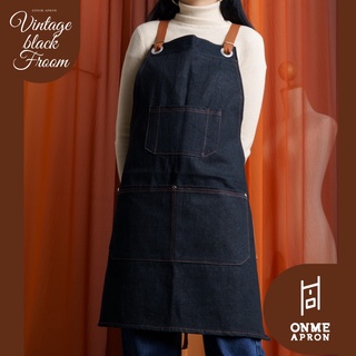 พิมพ์ ONME115 ลดเพิ่ม 15% ผ้ากันเปื้อนยีนส์ Midnight Froom Denim Onme apron