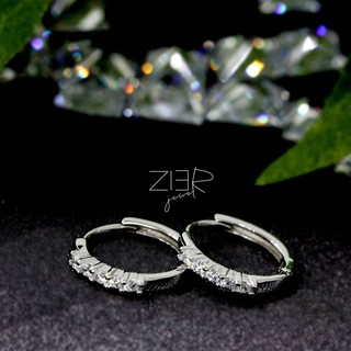 ต่างหูห่วงเงินแท้ 925 ประดับพลอยCZ Earring Silver 925 With Cubic Zirconia-(E04160256)