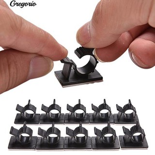 Gregorio 10Pcs Adhesive Backed Nylon ปรับสายคลิป 16mm ผู้จัด Clamps ลวด