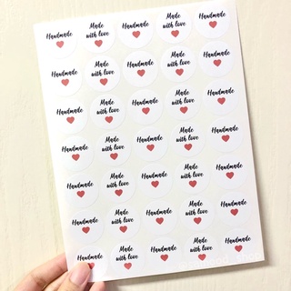 สติ๊กเกอร์ made with love วงกลม29มม. ไดคัทแล้ว ไม่กันน้ำ