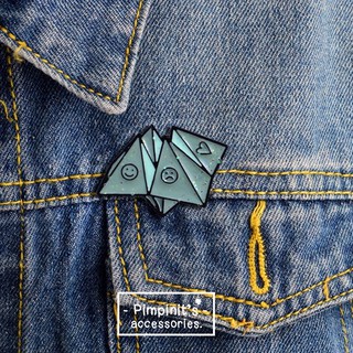 🇹🇭 พร้อมส่ง : 😊😟❤️ เข็มกลัดลายกระดาษโอริกามิ | Smile, Sad &amp; Love Options Creative Origami Enamel Brooch Pin.