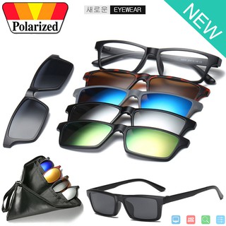 Polarized แว่นกันแดด คลิปออน แม่เหล็ก เปลี่ยนเลนส์ได้ 5 สี 5 แบบ รุ่น 2246 แว่นตา ทรงสปอร์ต วัสดุ PC ( เลนส์โพลาไรซ์ )