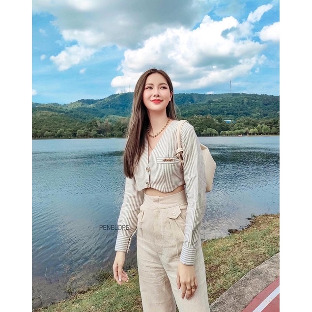CAPPA STRIPE BROWN TOP AND PANTS