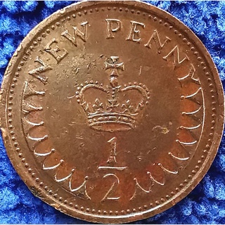 เหรียญ​อังกฤษ​ UK, 1/2 Pence, ( ยุค​Elizabeth)​, ใช้แล้ว,#1772T