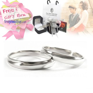 Finejewelthai แหวนคู่-แหวนทองคำขาว-แหวนเกลี้ยง-แหวนหมั้น-แหวนแต่งงาน-Couple-silver-wedding-ring - Gift_set92