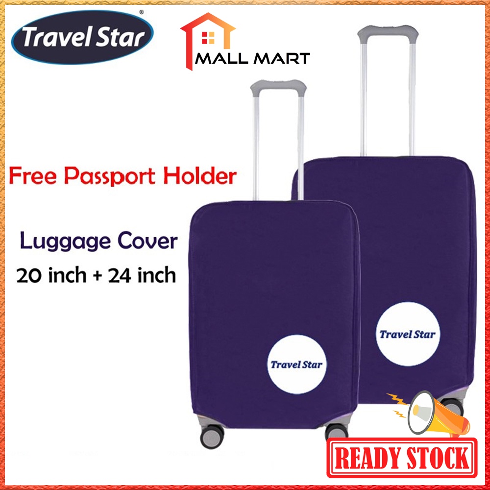 Mallmart TRAVEL STAR 2 IN 1 ผ้าคลุมกระเป๋าเดินทาง (20 + 24 นิ้ว) - สีน้ําเงินเข้ม + ฟรีที่ใส่หนังสือเดินทาง