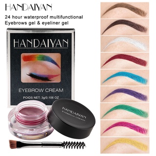 Handaiyan เจลเขียนคิ้ว 12 สี กันน้ํา ติดทนนาน ไม่ซีดจาง แต่งหน้า แปรงเขียนคิ้ว เครื่องมือ