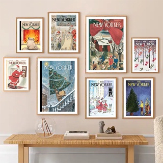 โปสเตอร์ภาพวาดผ้าใบ รูปนิตยสาร The New Yorker สไตล์นอร์ดิก สําหรับตกแต่งผนังบ้าน ห้องนั่งเล่น