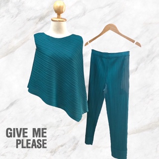 Turquoise Pleats Set ชุดเซ็ตพลีท ชุดพลีทเสื้อและกางเกง