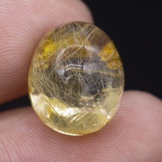 พลอยไหมทองติดแร่โป่งข่าม (Rutile Quartz) เนื้อใส น้ำหนัก 16.00 กรัม สีทองสวยพลอยแท้จากประเทศบราซิล