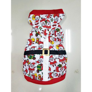 เสื้อสุนัข xmas santa เสื้อหมาซานต้า ผ้ายืดเนื้อดี ยี่ห้อ pampet ผ้ายืดและนุ่มแบบสวม size4-6
