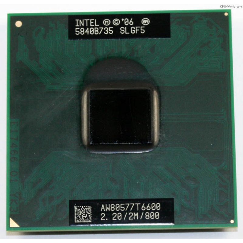 ซ็อกเก็ตโปรเซสเซอร์ CPU Intel Core 2 Duo Mobile T6600 SLGF5 2.2 GHz Dual-Core Dual-Thread 2M 35W
