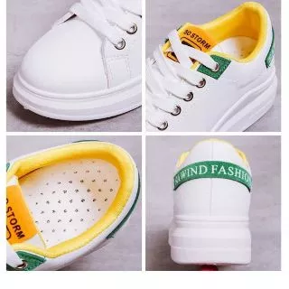 รองเท้าผ้าใบผู้หญิง ทรงแฟชั่น หนังนิ่ม เบา ใส่สบาย มี 3 สี H518
