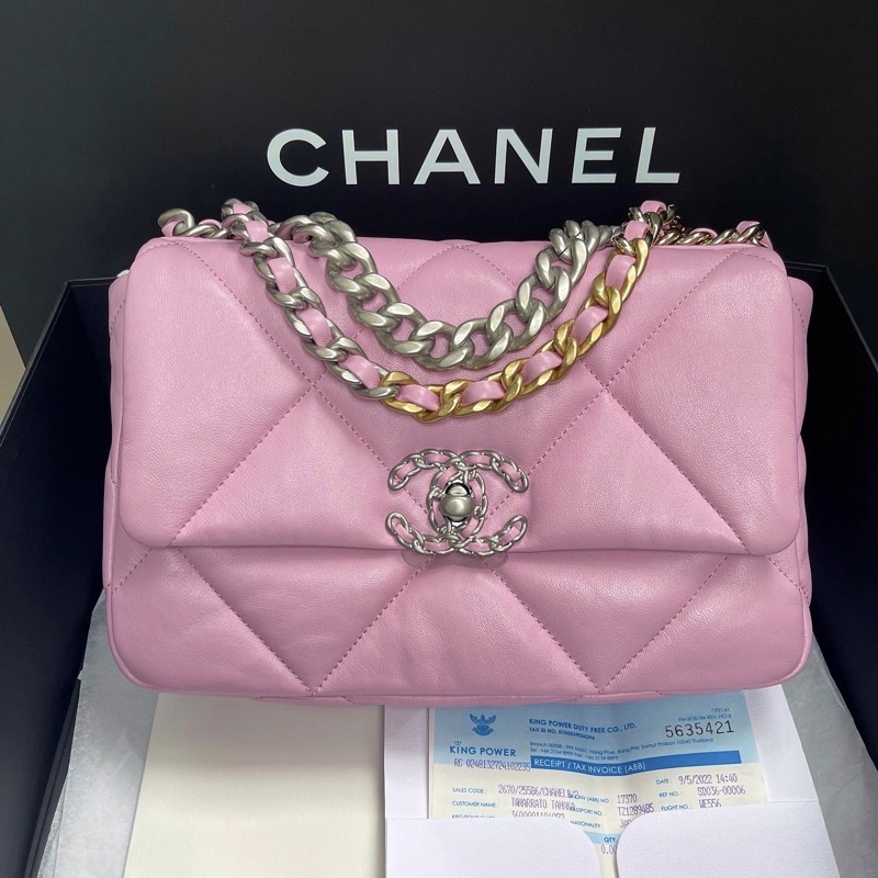 New Chanel19 Size26 22S Rose Pink ตัวล็อคเงิน Fullset