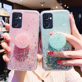 เคสโทรศัพท์ OPPO Reno7 Pro / Reno 7 5G Handphone Case Glitter Star Space Back Cover Softcase with Stand Holder Phone Casing เคส Reno 7 Pro 7Pro Reno7Pro