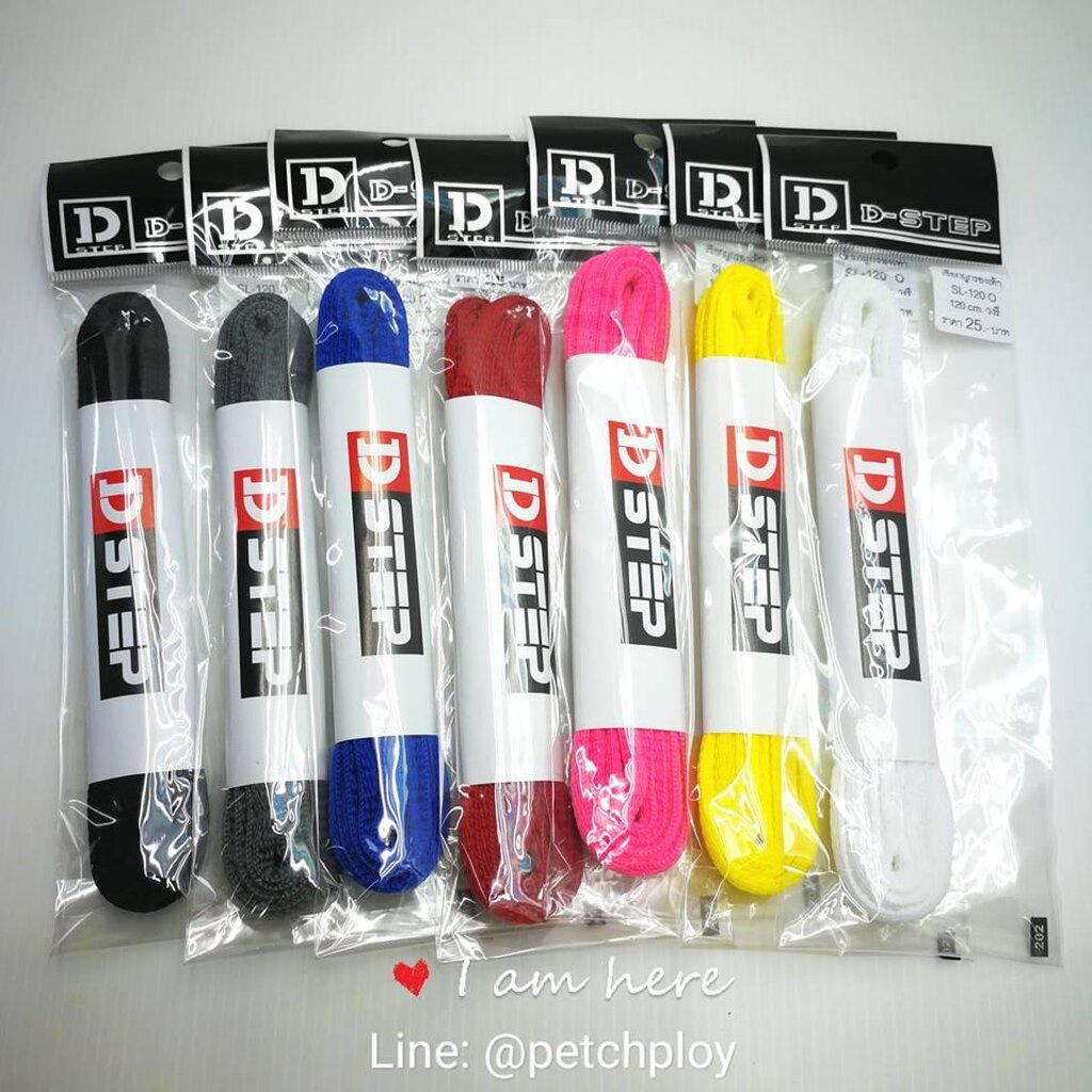 (วงรี120ซม.) D-Step เชือกผูกรองเท้า แบบวงรี ยาว 120 ซม. มี 8 สี ขาว, ดำ, เทา, น้ำเงิน, แดง, ชมพู, เหลือง จำนวน1คู่