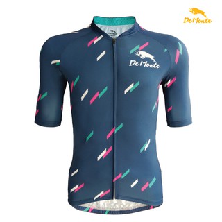 DeMonte Cycling เสื้อจักรยานผู้ชาย DE058 สีฟ้า เนื้อผ้า Microflex