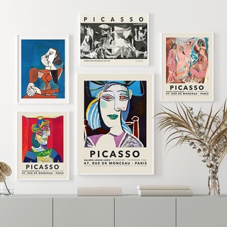 Pablo Picasso Guernica Cubism ภาพโปสเตอร์บนผ้าใบ สไตล์นอร์ดิก สําหรับตกแต่งผนังบ้าน ห้องนั่งเล่น