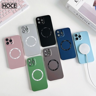 Hoce เคสชาร์จไร้สาย แบบแม่เหล็ก บางพิเศษ พร้อมฟิล์มป้องกันเลนส์ สําหรับ iPhone 13 12 11 14 Pro Max