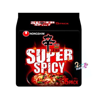 นงชิม มาม่าเกาหลี รสเผ็ดมาก 🥢🇰🇷  Nongshim Super spicy สีดำ แพ็ค 5ซอง