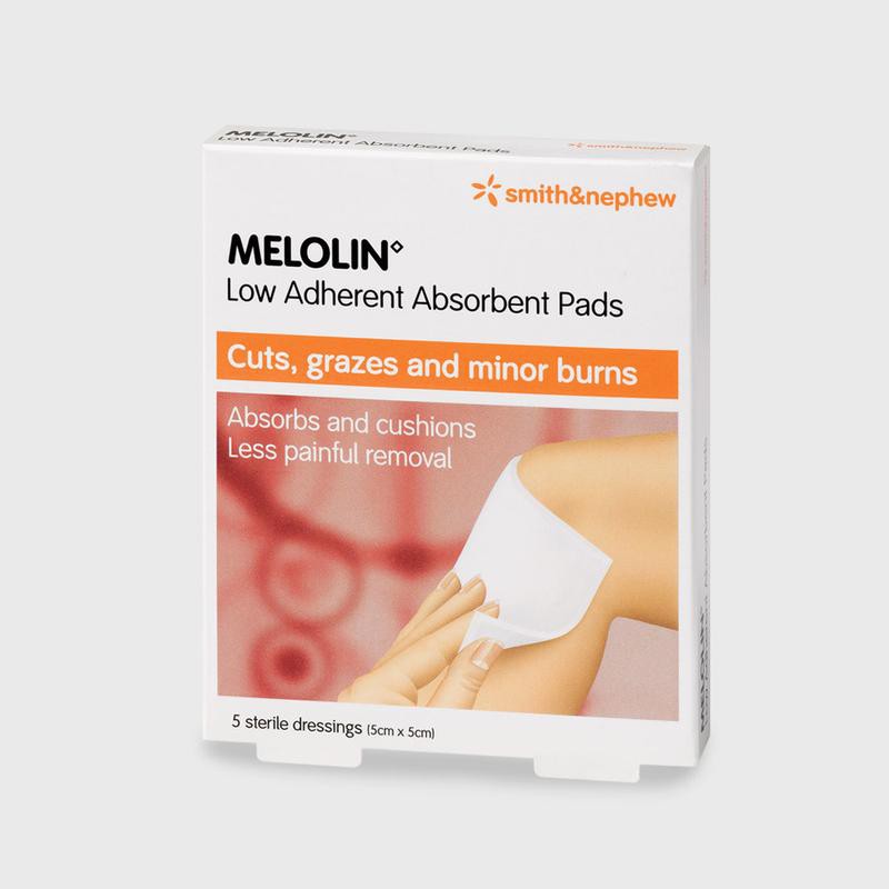 MELOLIN LOW ADHERENT ABSORBENT PADS 10CM X 10CM 5S/กล่อง