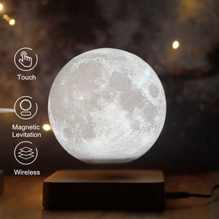 Night Lamp Creative 3D Magnetic Levitation Moon Lamp Night Light Rotating Led Moon Floating Table Lamp Home Decoration Holiday