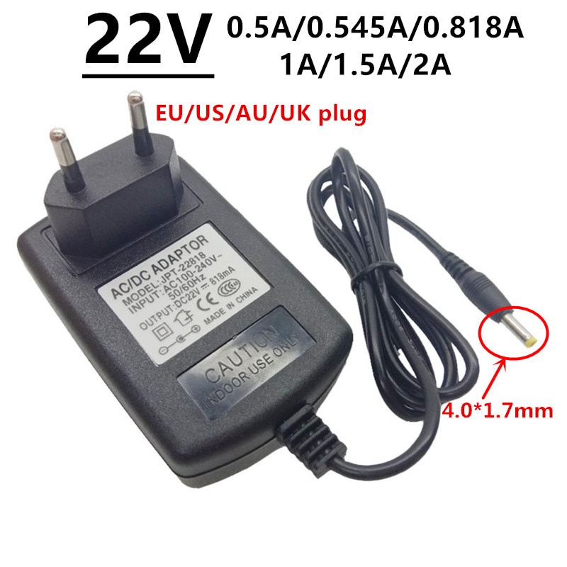 AC DC 4.0x1.7 มม.22V Universal AC DC Power Adapter 0.5A 500mA 0.545A 545mA 0.818A 818mA 1A 1.5A 2A 2