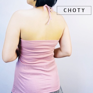 (ผ้าร่อง / ผูกคอ L) สายเดี่ยวผูกไหล่ แบรนด์ CHOTYSHOP สินค้าผลิตในไทย  QBA.G