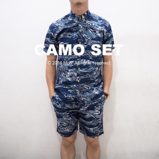 Camo Set  เซท เสื้อเชิ้ตแขนสั้น กางเกงขาสั้น สไตล์ญี่ปุ่น