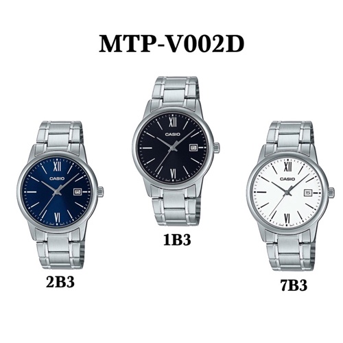 CASIO นาฬิกาข้อมือผู้ชาย สายสแตนเลส รุ่น MTP-V002D,MTP-V002D-1B3,MTP-V002D-2B3,MTP-V002D-7B3