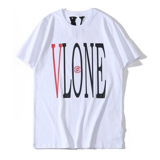 เสื้อยืดแขนสั้นพิมพ์ลาย Vlone แฟชั่น Unisex